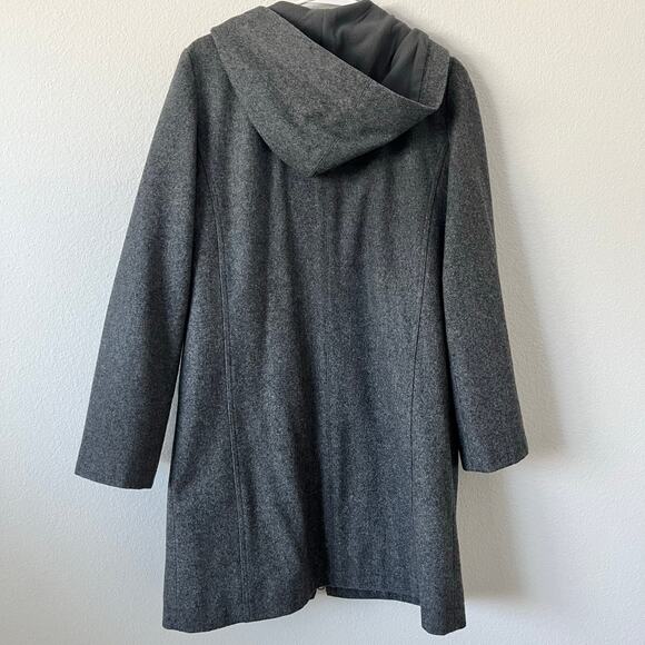 American Eagle Women's Gray Wool Blend Hooded Long Full Zip Up Coat | Size M - Picture 3 of 8
